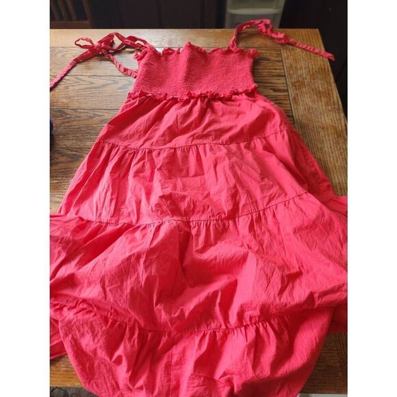 Tuckernuck Alannah Smocked Bodice Bow Tie Strap Dress in Poppy sz XL - Picture 2 of 4